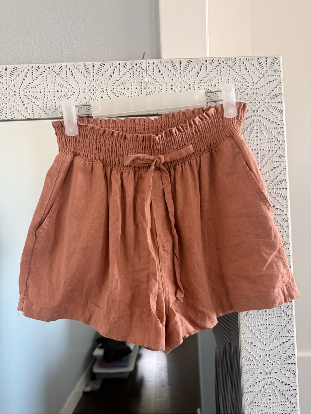 Love Tree Rust Paperbag Waist Drawstring Shorts